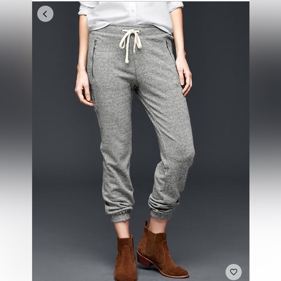 Gap Relaxed Marled Joggers Charcoal Gray  Sweatpants Drawstring Zip Pockets XL - Picture 2 of 13